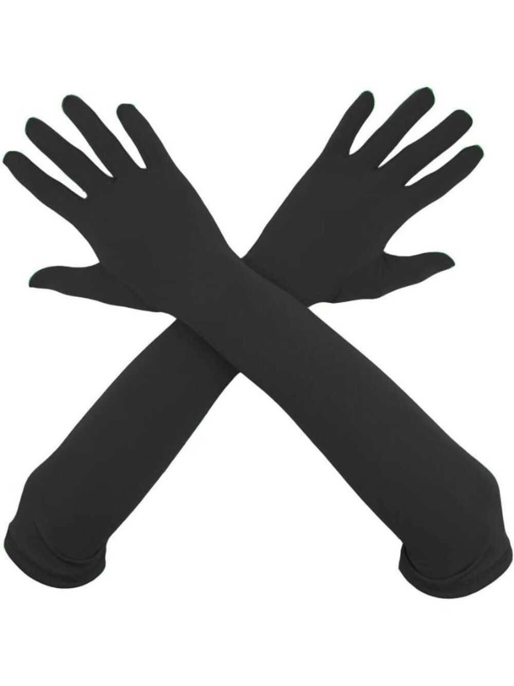 Women's Black 18" Elbow Length Stretchy Costume Bridesmaids Spandex Gloves